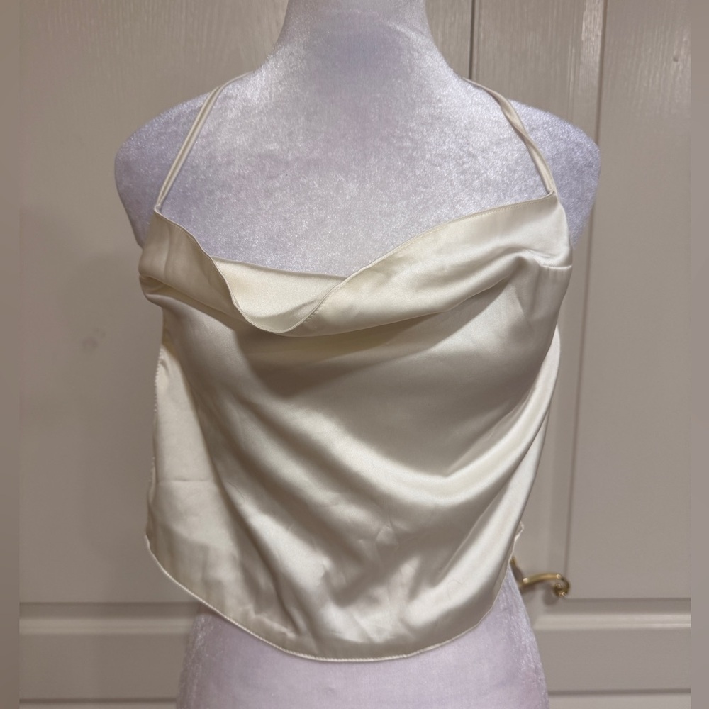 Cream Satin double tie top​​